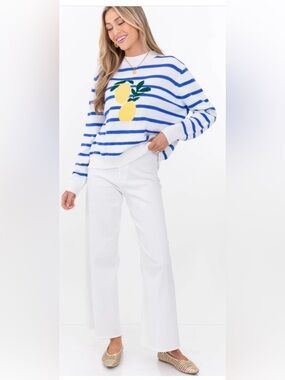 NWT Polagram Lemon Capri crew Sweater small Italian Greek Isle